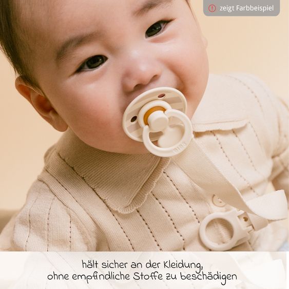 Bibs 3-tlg Geschenk-Set 2 Latex-Schnuller Colour 0-6 M + Schnullerband - Sage