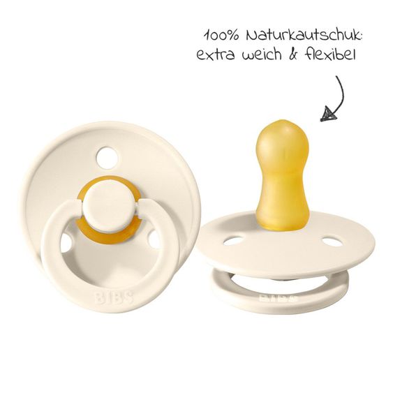 Bibs 3-tlg. Geschenk-Set 2 Latex-Schnuller Colour 0-6 M + Schnullerbox - Ivory / Blush