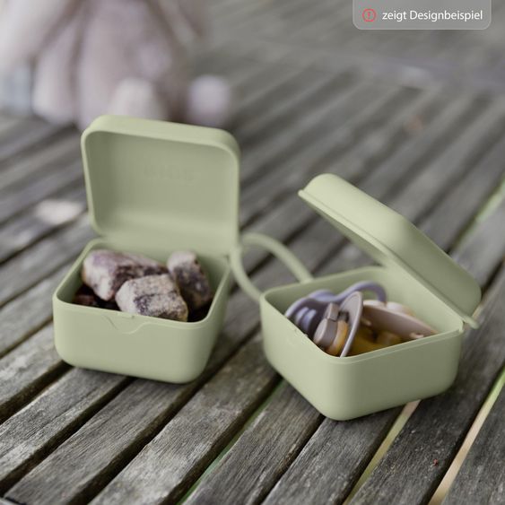 Bibs 3-tlg. Geschenk-Set 2 Latex-Schnuller Colour 0-6 M + Schnullerbox - Ivory / Sage
