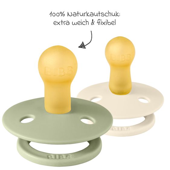 Bibs Set regalo 3 pz 2 Ciucci in lattice Colour 6-18 M + Catenella per ciuccio - Moomin Friends - Avorio / Salvia