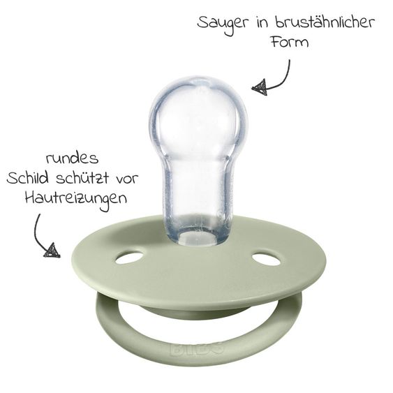 Bibs 3-tlg. Starter-Set - De Lux Schnuller 2er Pack Silikon + Beißring Baby Bitie Heart - Ivory / Sage