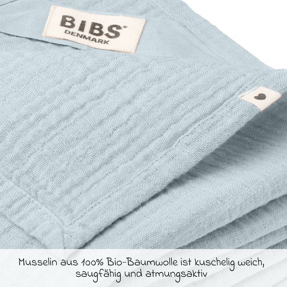Bibs 4-tlg. Geschenk-Set 2 Latex-Schnuller Colour 0-6 M + 2 Mulltücher - Iron / Baby Blue