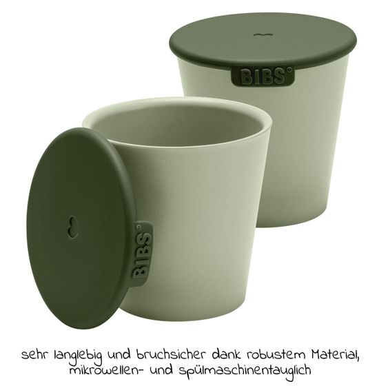 Bibs Set di 4 bicchieri con coperchi - Salvia