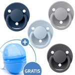 5 pcs Pacifier Set - 4 Silicone Pacifiers De Lux 0-36 M + FREE Pacifier Box - Iron Baby Blue Cloud Steel Blue