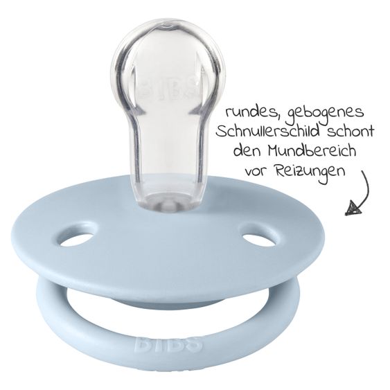 Bibs 5-tlg. Schnuller-Set - 4 Silikon-Schnuller De Lux 0-36 M + GRATIS Schnullerbox - Iron Baby Blue Cloud Steel Blue