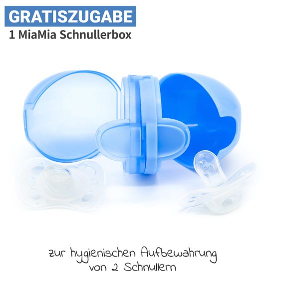 Bibs 5-tlg. Schnuller-Set - 4 Silikon-Schnuller De Lux 0-36 M + GRATIS Schnullerbox - Iron Baby Blue Cloud Steel Blue