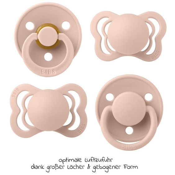 Bibs 6-tlg. Geschenk-Set Schnuller Probierset Try-it Collection 0-6 M + 2 Mulltücher - Blush