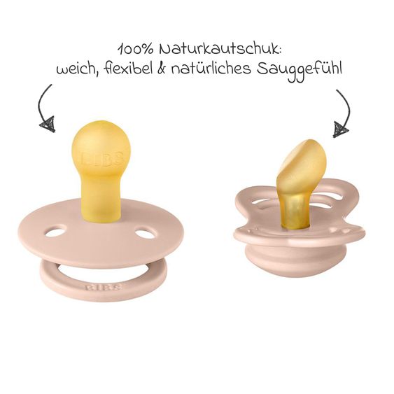 Bibs 6-tlg. Geschenk-Set Schnuller Probierset Try-it Collection 0-6 M + 2 Mulltücher - Blush