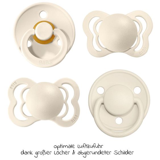 Bibs 6-tlg. Geschenk-Set Schnuller Probierset Try-it Collection 0-6 M + 2 Mulltücher - Ivory