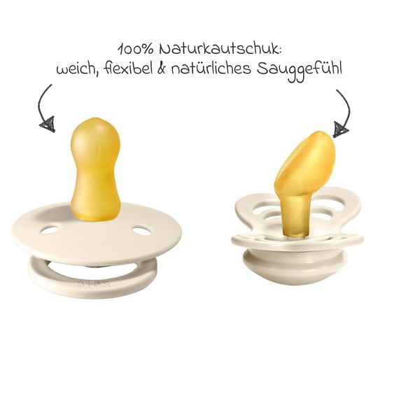 Bibs 6-tlg. Geschenk-Set Schnuller Probierset Try-it Collection 0-6 M + 2 Mulltücher - Ivory