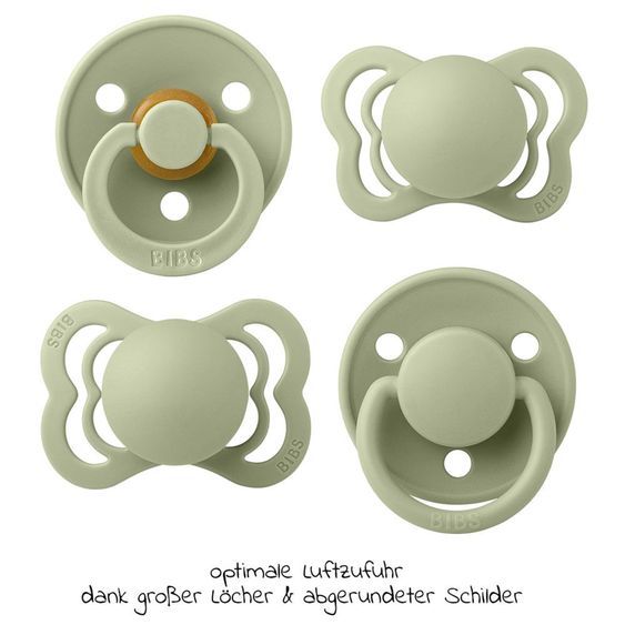 Bibs 6-tlg. Geschenk-Set Schnuller Probierset Try-it Collection 0-6 M + 2 Mulltücher - Sage