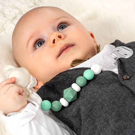 Bibs 6-tlg. Schnuller-Set - 4 Latex-Schnuller Colour 0-6 M + 2 Silikon-Schnullerketten - Cloud Sage Ivory