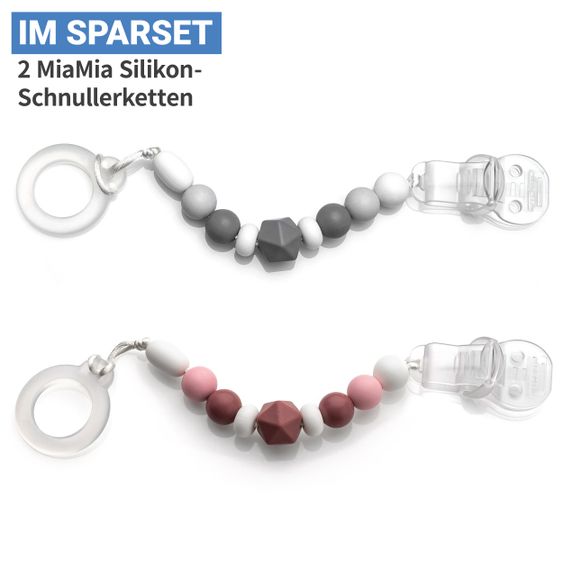 Bibs 6-tlg. Schnuller-Set - 4 Latex-Schnuller Colour 0-6 M + 2 Silikon-Schnullerketten - Woodchuk Blush Ivory