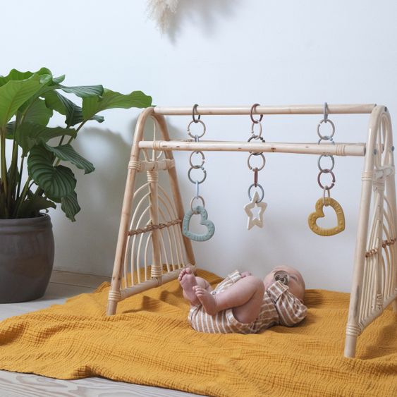 Bibs Beißring - Baby Bitie - Heart - Mustard