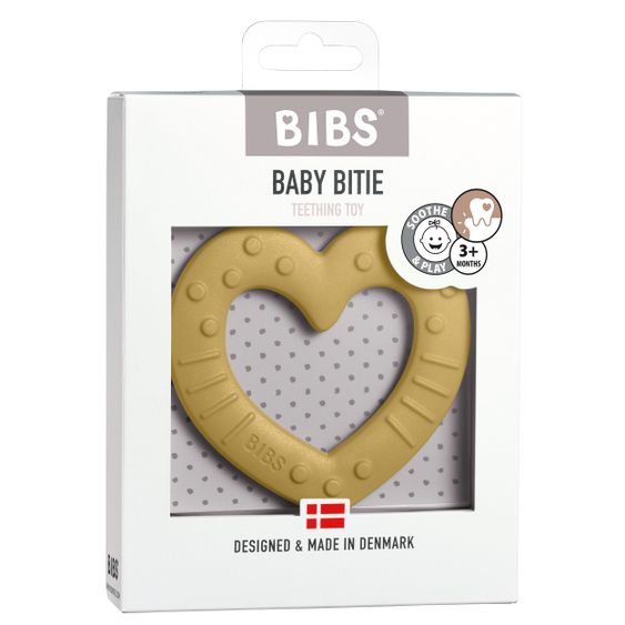 Bibs Beißring - Baby Bitie - Heart - Mustard