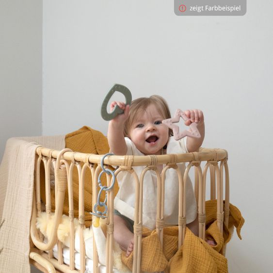 Bibs Beißring - Baby Bitie - Heart - Mustard