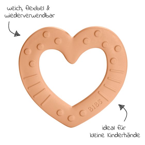 Bibs Teething ring - Baby Bitie - Heart - Peach