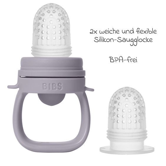 Bibs fruit pacifier Baby Feeder with 2x Silicone Spouts - Fossil Grey