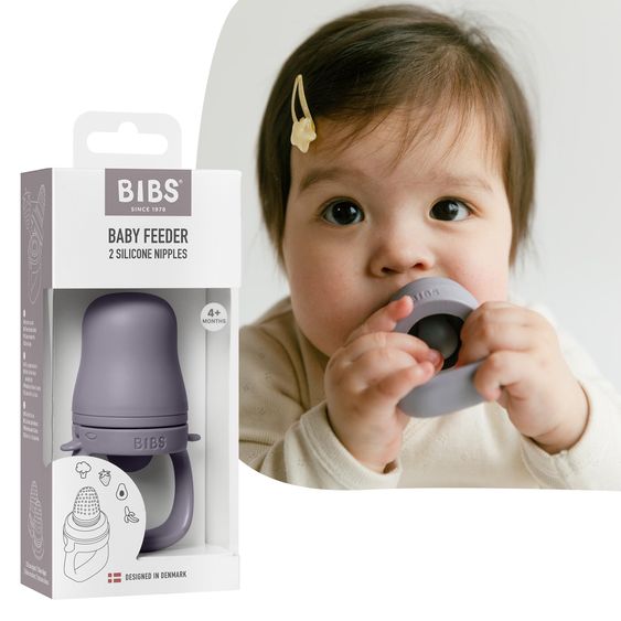 Bibs fruit pacifier Baby Feeder with 2x Silicone Spouts - Fossil Grey