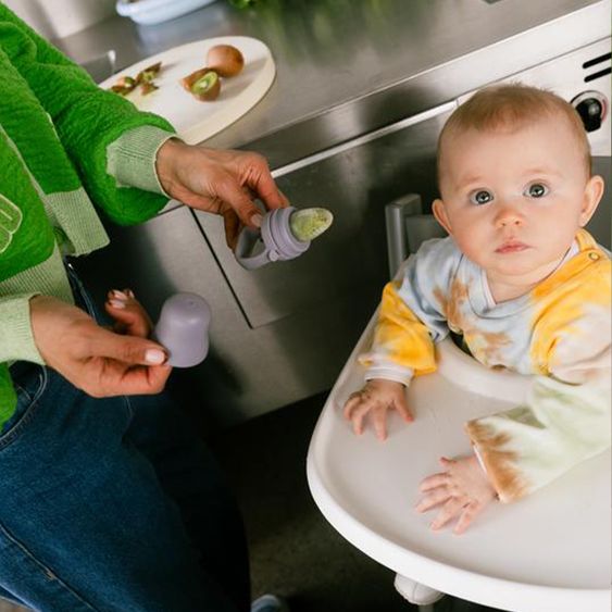 Bibs fruit pacifier Baby Feeder with 2x Silicone Spouts - Fossil Grey