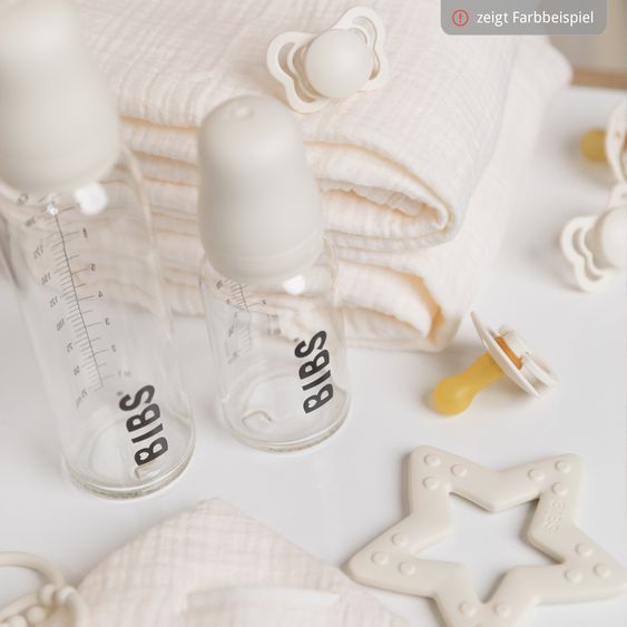 Bibs Glas-Flasche 2er Pack Baby Bottle Complete 110 ml + Latex-Trinksauger - Cloud