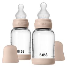 Glas-Flasche 2er Pack Baby Bottle Round 120 ml + Silikon-Trinksauger - Blush
