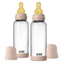 Glas-Flasche 2er Pack Baby Bottle Round 240 ml + Latex-Trinksauger - Blush