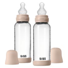 Glas-Flasche 2er Pack Baby Bottle Round 240 ml + Silikon-Trinksauger - Blush