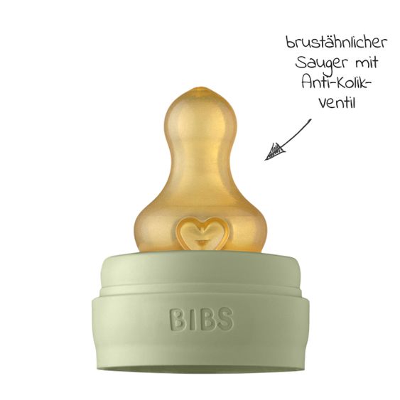 Bibs Glas-Flasche Baby Bottle Complete 110 ml + Latex-Trinksauger langsamer Nahrungsfluss - Sage