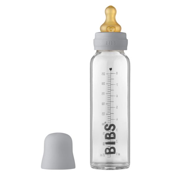 Bibs Glass bottle Baby Bottle Complete 225 ml + latex teat slow food flow - Cloud