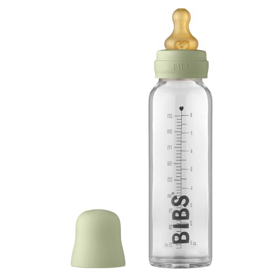 Bibs Biberon in vetro completo 225 ml + tettarella in lattice per alimentazione lenta - Salvia