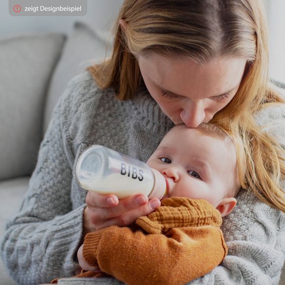 Bibs Bottiglia di vetro per neonati rotonda 120 ml + tettarella in lattice a flusso lento - Blush