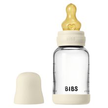 Glas-Flasche Baby Bottle Round 120 ml + Latex-Trinksauger langsamer Nahrungsfluss - Ivory