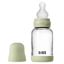 Glas-Flasche Baby Bottle Round 120 ml + Silikon-Trinksauger langsamer Nahrungsfluss - Sage