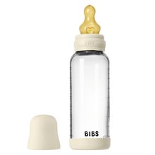 Glas-Flasche Baby Bottle Round 240 ml + Latex-Trinksauger mittlerer Nahrungsfluss - Ivory