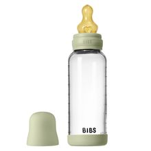 Glas-Flasche Baby Bottle Round 240 ml + Latex-Trinksauger mittlerer Nahrungsfluss - Sage