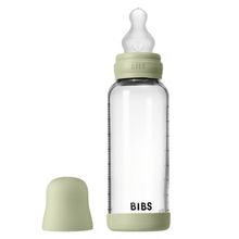 Glas-Flasche Baby Bottle Round 240 ml + Silikon-Trinksauger mittlerer Nahrungsfluss - Sage