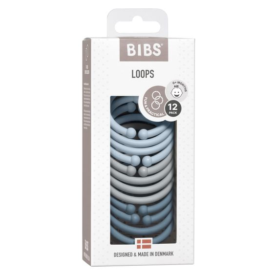 Bibs Kinderwagenkette - Loops 12er Pack - Cloud / Baby Blue / Petrol