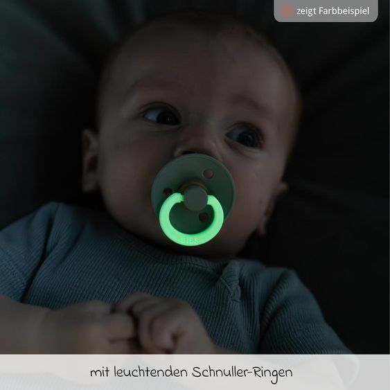 Bibs Leucht-Schnuller Colour 2er Pack - Night - Blush / Woodchuck - Gr. 0-6 M