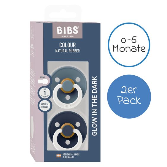 Bibs Leucht-Schnuller Colour 2er Pack - Night - Petrol / Deep Space - Gr. 0-6 M
