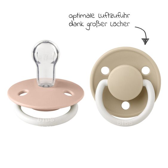 Bibs Leucht-Schnuller - De Lux 2er Pack - Night - Silikon - Blush / Vanilla - Gr. 0-36 M