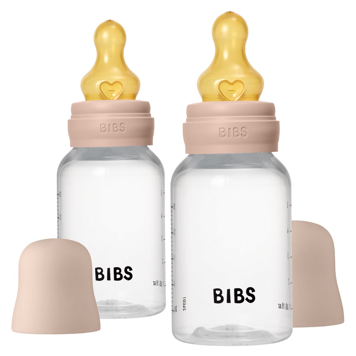 Bibs PP-Flasche 2er Pack Baby Bottle Round 150 ml + Latex-Trinksauger - Blush