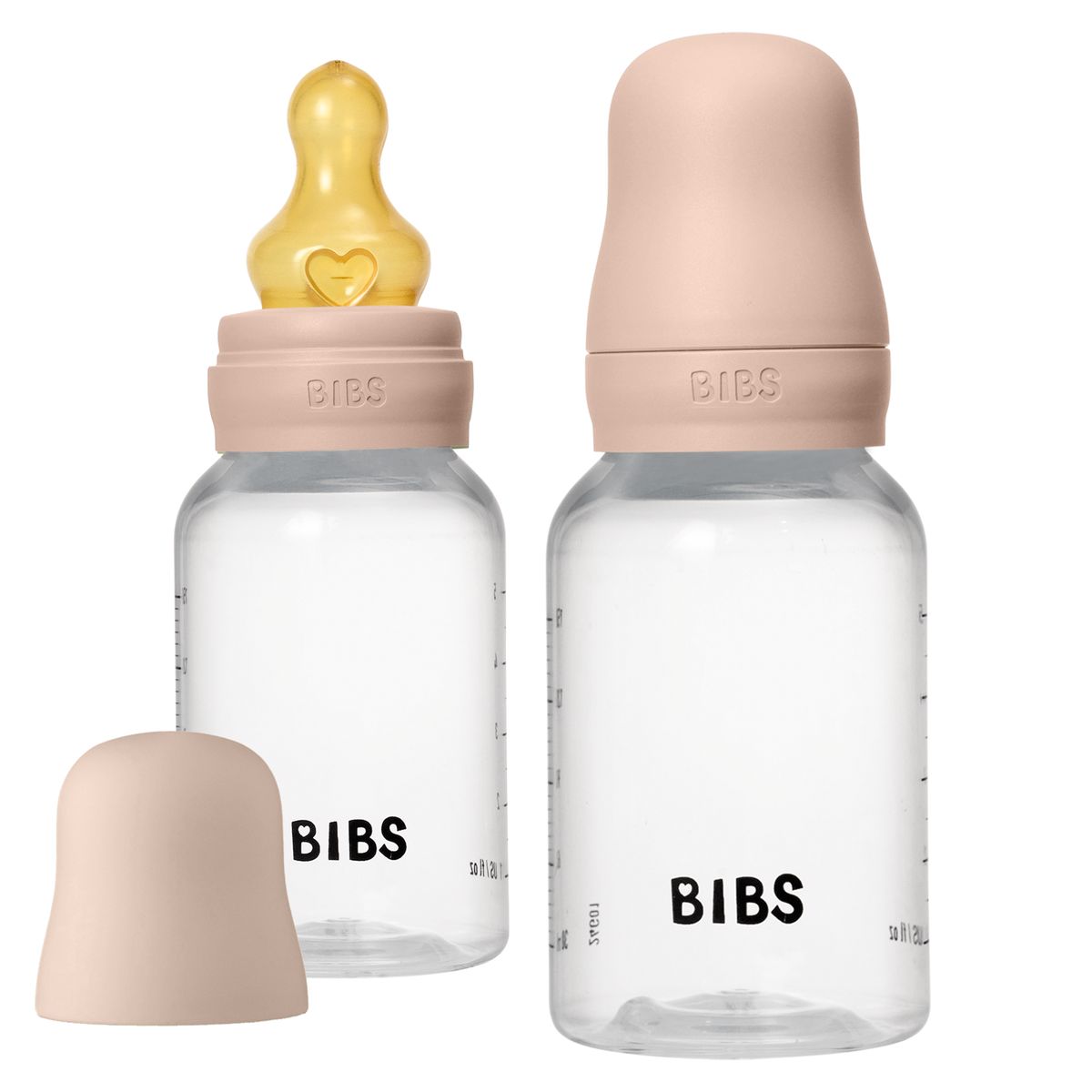 Bibs PP-Flasche 2er Pack Baby Bottle Round 150 ml + Latex-Trinksauger - Blush