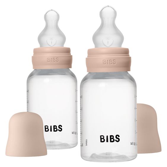 Bibs PP-Flasche 2er Pack Baby Bottle Round 150 ml + Silikon-Trinksauger - Blush