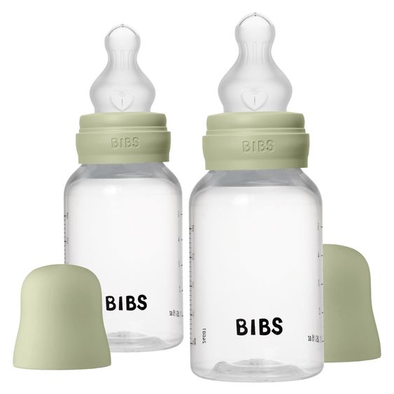 Bibs PP-Flasche 2er Pack Baby Bottle Round 150 ml + Silikon-Trinksauger - Sage