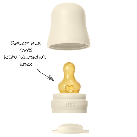 Bibs PP-Flasche 2er Pack Baby Bottle Round 270 ml + Latex-Trinksauger - Ivory