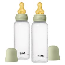 PP-Flasche 2er Pack Baby Bottle Round 270 ml + Latex-Trinksauger - Sage