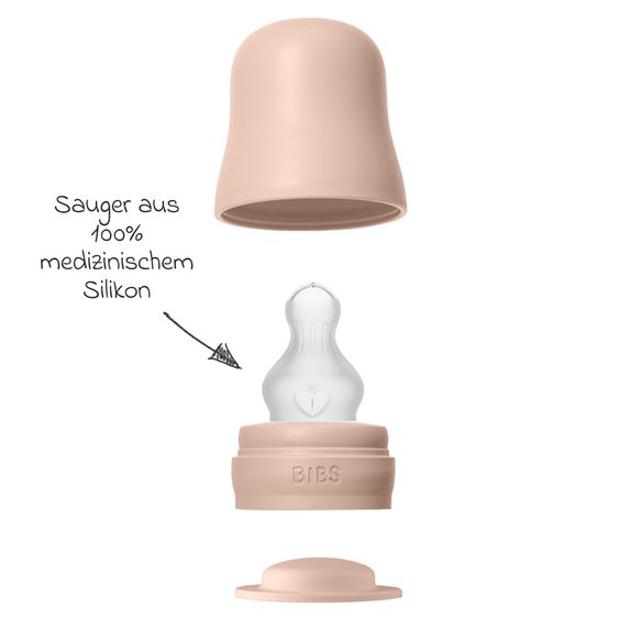 Bibs PP-Flasche 2er Pack Baby Bottle Round 270 ml + Silikon-Trinksauger - Blush