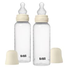 PP-Flasche 2er Pack Baby Bottle Round 270 ml + Silikon-Trinksauger - Ivory