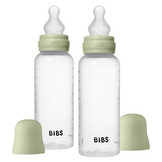 Bibs PP-Flasche 2er Pack Baby Bottle Round 270 ml + Silikon-Trinksauger - Sage